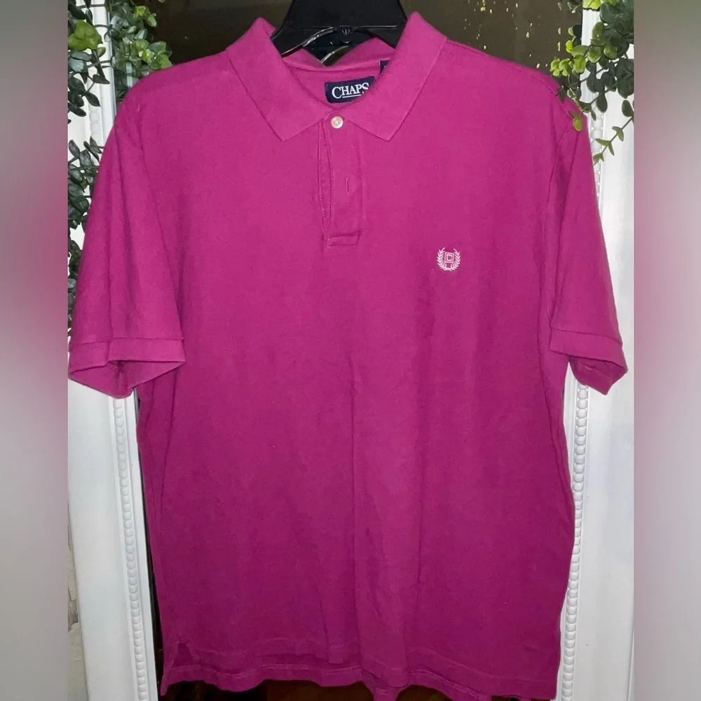 Chaps magenta short sleeve Polo shirt size L - Picture 2 of 3